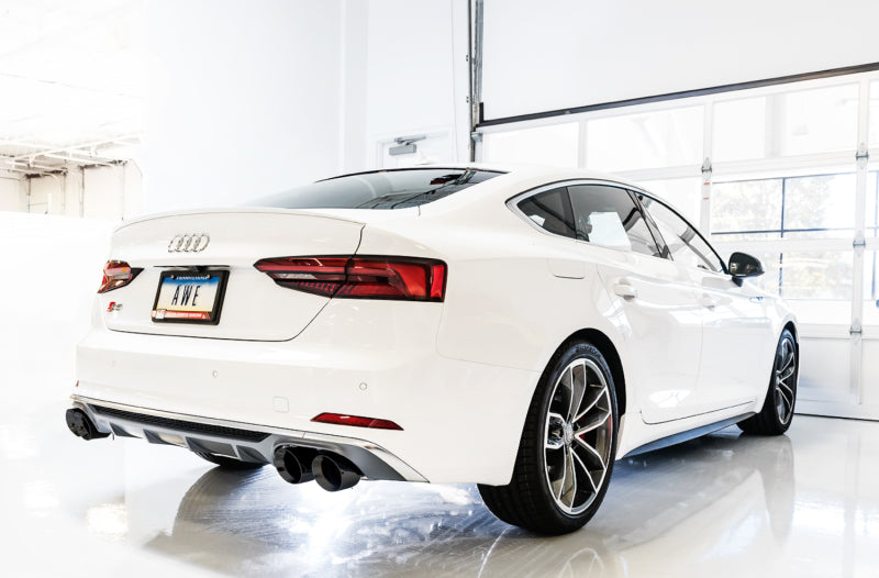 AWE Tuning 3010-43048 FITS: Audi B9 S4 Track Edition Exhaust Non-Resonated (Black 102mm Tips) Catback