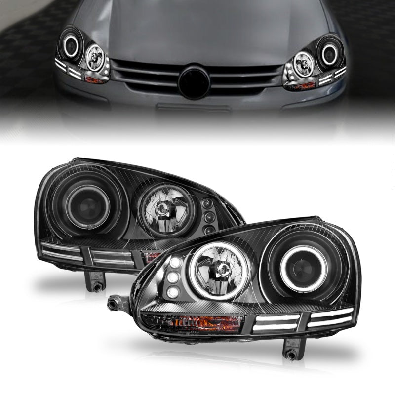 ANZO 121345 FITS: 2006-2009 Volkswagen Rabbit Projector Headlights w/ Halo Black (CCFL) Headlights