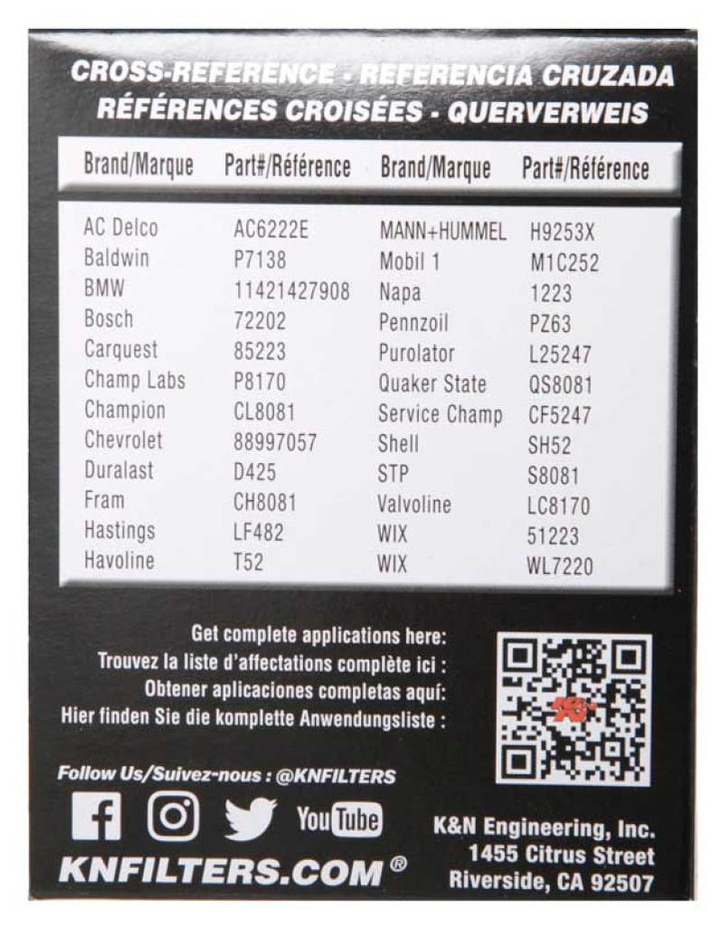 K&N Engineering HP-7007 FITS:K&N Oil Filter OIL FILTER AUTOMOTIVE Oil Filters