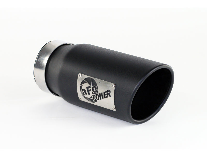 aFe 49T40501-B12 FITS: Power Diesel Exhaust Tip Black- 4 in In x 5 out X 12 in Long Bolt On (Right) Catback