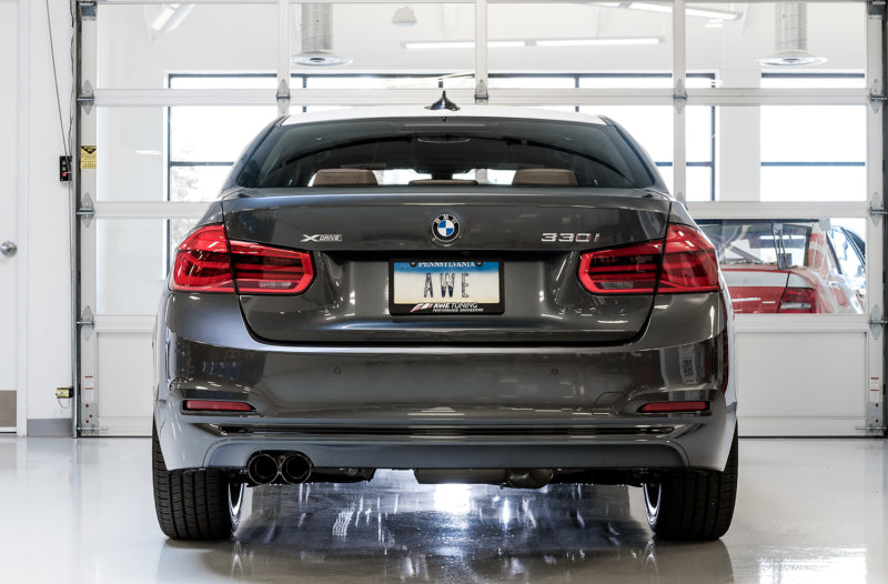 AWE Tuning 3010-23022 FITS: BMW F3X 28i / 30i Touring Edition Axle-Back Exhaust Single Side 80mm Black Tips Axle Back