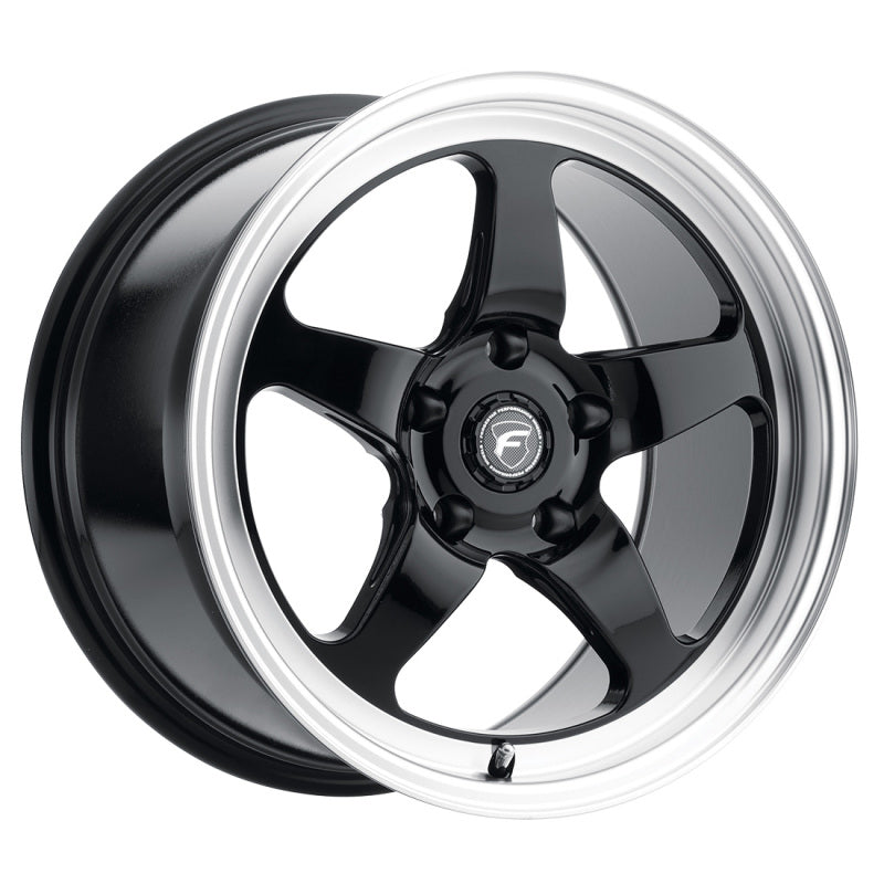 Forgestar F0918C071N37 FITS: F091 18X5.0 D5 Drag 5X115 ET-37 BS1.5 Gloss Black w/ Machine Lip 78.1 Wheels Cast