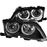 ANZO 121140 FITS: 2002-2005 BMW 3 Series E46 Projector Headlights w/ Halo Black Headlights