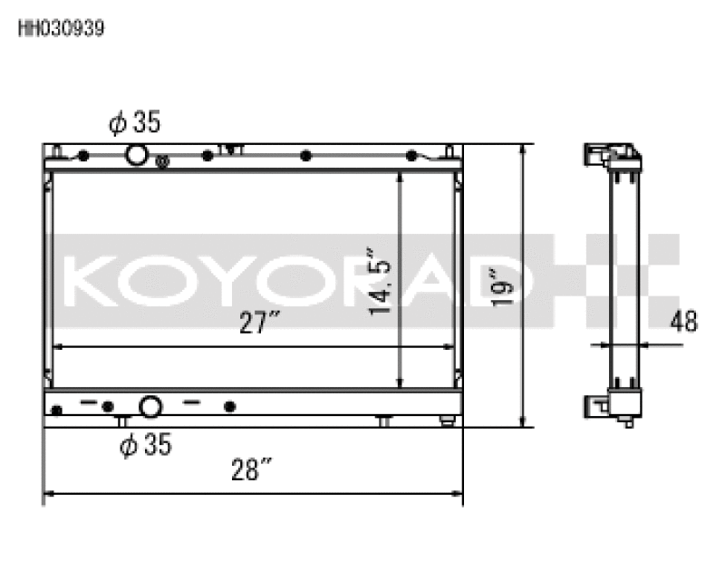 Koyo HH030939 FITS: 97-00 Mitsubishi Evolution 4/5/6 Turbo (MT) Radiator *For use with 03-07 Evo Fan Shroud ONLY* Radiators