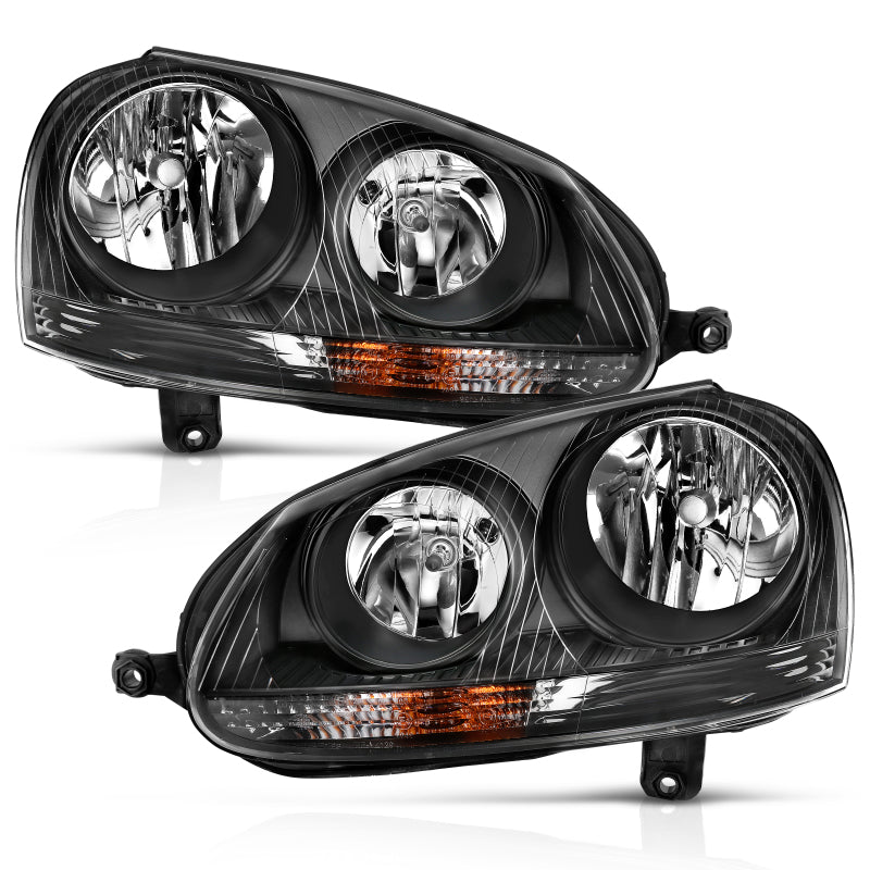 ANZO 121542 FITS: 2006-2009 Volkswagen Us Rabbit Crystal Headlight Black (Halogen Only) Headlights