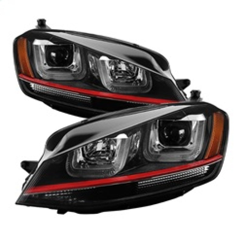 SPYDER 5080592 FITS: Volkswagen Golf VII 14-16 Projector Headlights DRL LED Red Stripe Blk PRO-YD-VG15-RED-DRL-BK Headlights