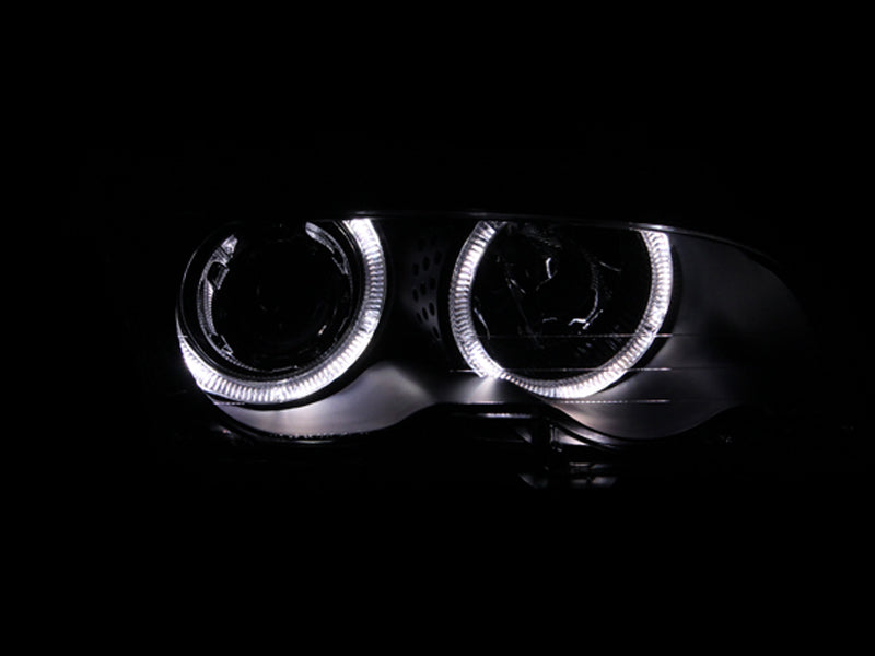 ANZO 121015 FITS: 1999-2001 BMW 3 Series E46 Projector Headlights w/ Halo Black Headlights
