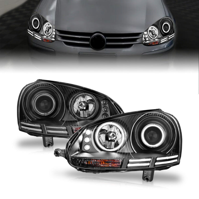 ANZO 121345 FITS: 2006-2009 Volkswagen Rabbit Projector Headlights w/ Halo Black (CCFL) Headlights