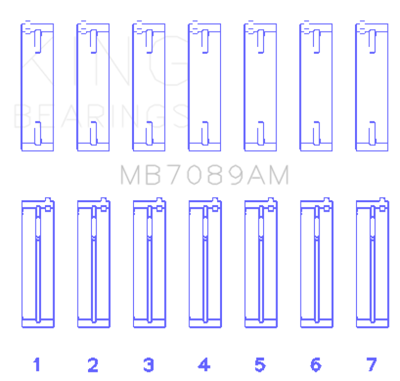 King Engine Bearings MB7089AM FITS:King Audi/Volkswagen ABV/AES/AUE Crankshaft Main Bearing Set (Set of 7) (Standard Size) Bearings