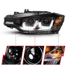 Load image into Gallery viewer, ANZO 121504 FITS: 2012-2015 BMW 3 Series Projector Headlights w/ U-Bar Black Headlights