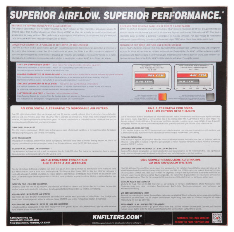 K&N Engineering E-2872 FITS:K&N Replacement Air Filter MERCEDES-BENZ V8 w/F/I, 1976-93 Air Filters Drop In