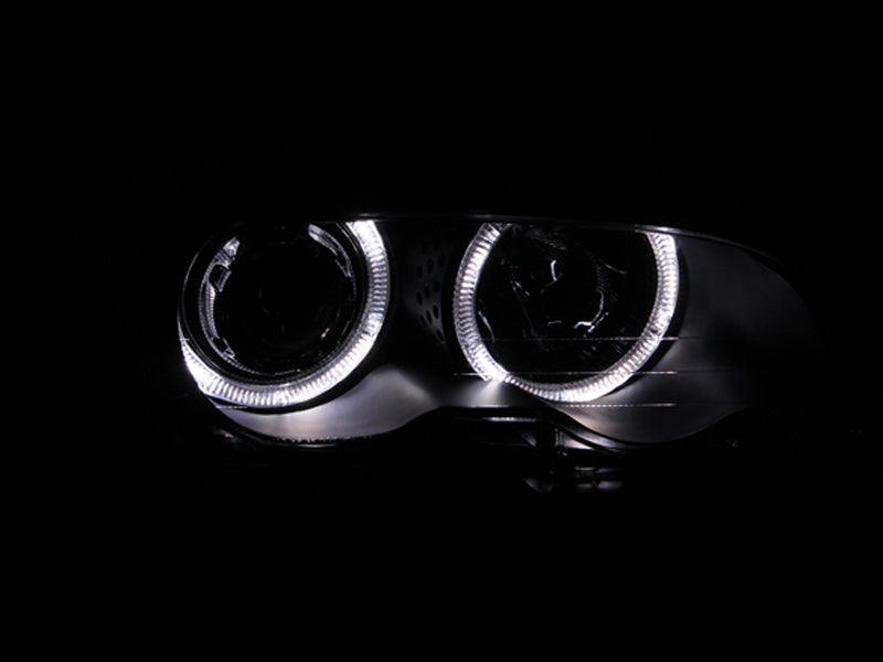 ANZO 121015 FITS: 1999-2001 BMW 3 Series E46 Projector Headlights w/ Halo Black Headlights