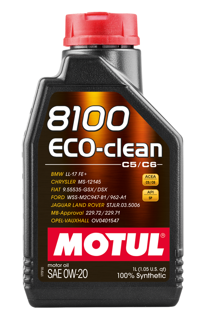Motul 108813 FITS: 1L Synthetic Engine Oil 8100 Eco-Clean 0W20 Motor Oils