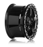 Forgestar F00182063P56 FITS: F001 18X12 D5 Beadlock 5X120.65 ET56 BS8.8 Gloss Black w/ Machine Lip 78.1 Wheels Cast