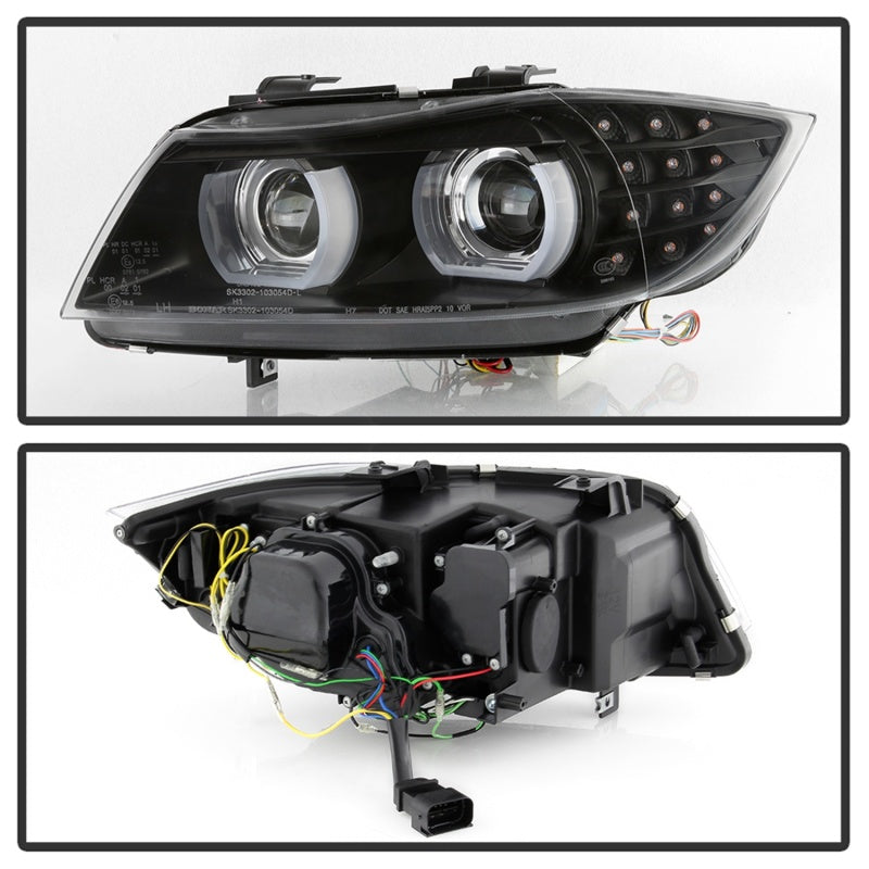 SPYDER 5086488 FITS: 09-12 BMW E90 3-Series 4DR Projector Headlights Halogen LED Black PRO-YD-BMWE9009-BK Headlights