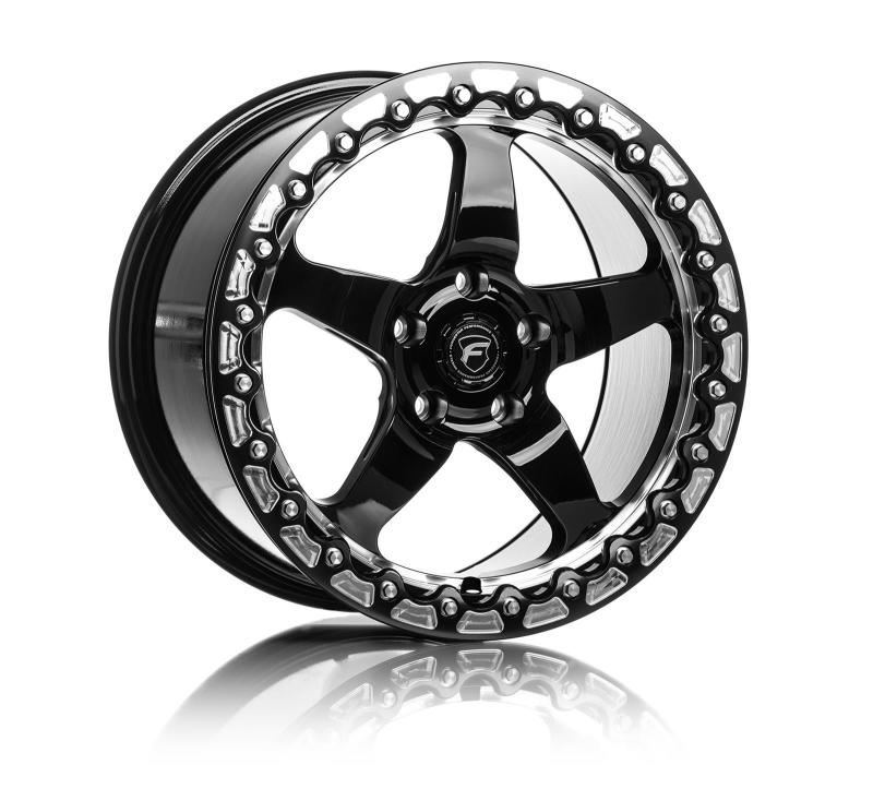 Forgestar F00170071P00 FITS: F001 17X10 D5 Beadlock 5X115 ET00 BS5.5 Gloss Black w/ Machine Lip 78.1 Wheels Cast
