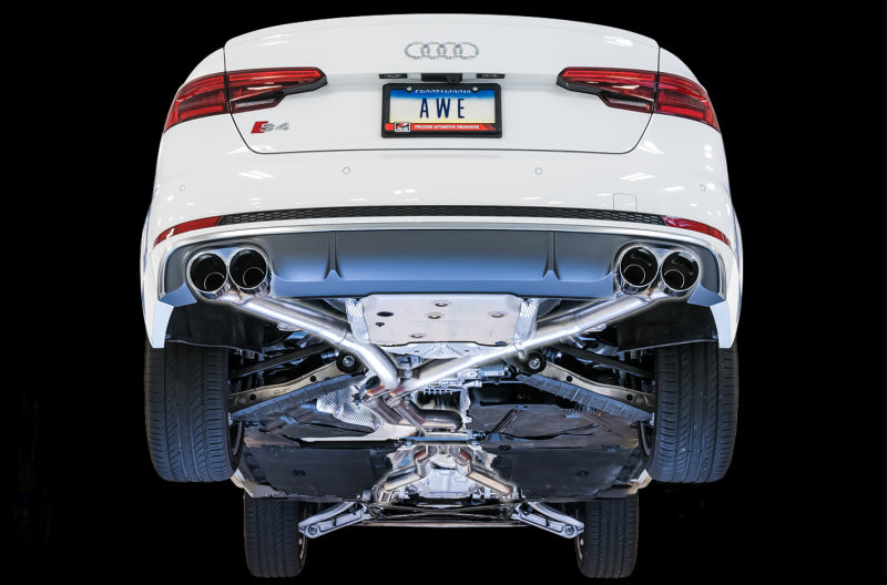 AWE Tuning 3010-43048 FITS: Audi B9 S4 Track Edition Exhaust Non-Resonated (Black 102mm Tips) Catback