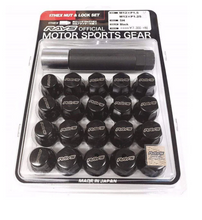 Load image into Gallery viewer, Rays W1712125B FITS: M12x1.25 5 holes 16pcs nut, 4pcs Lock nut, 1 adapter & 1 lock nut key Black Lug Nuts