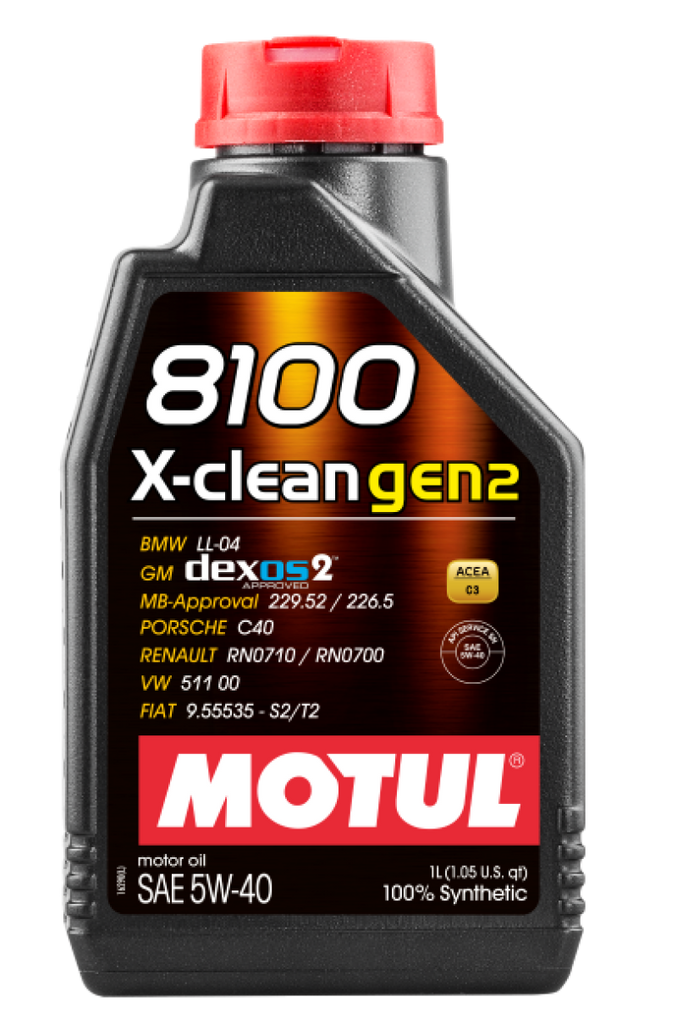 Motul 109761 FITS: 1L Synthetic Engine Oil 8100 X-CLEAN Gen 2 5W40 Motor Oils