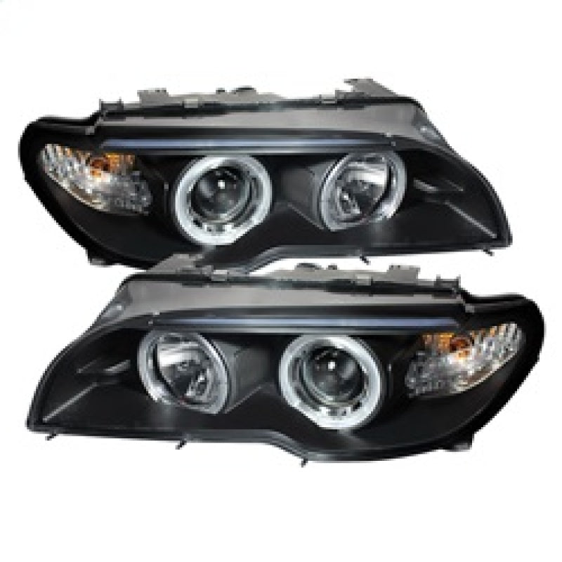 SPYDER 5077141 FITS: BMW E46 3-Series 04-06 2 DR Projector Halogen Model- LED Halo Blk PRO-YD-BMWE4604-2DR-HL-BK Headlights