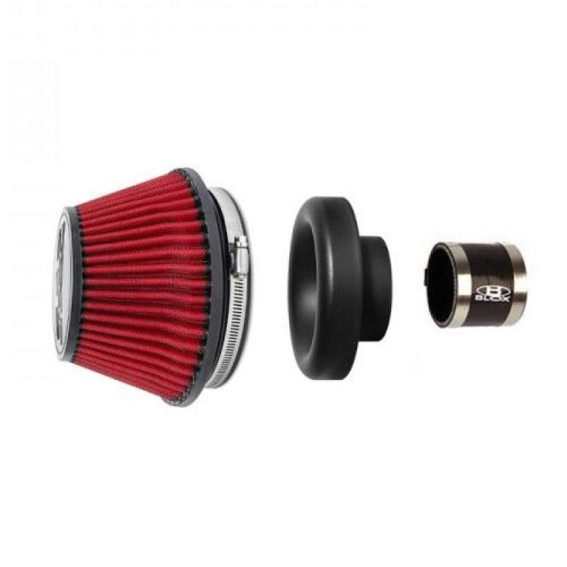BLOX Racing BXIM-00324 FITS: Shorty Performance 5in Air Filter w/4in Velocity Stack and Coupler Kit Air Filters Direct Fit