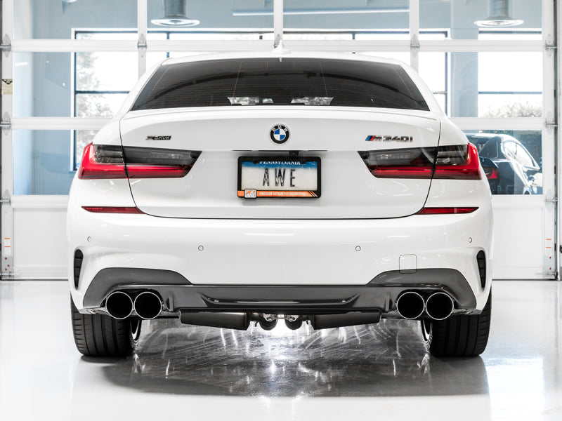 AWE Tuning 3020-42078 FITS: 2019+ BMW M340i (G20) Track Edition Exhaust Quad Chrome Silver Tips Catback