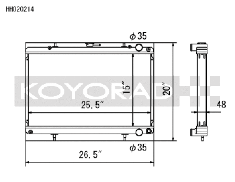 Koyo HH020214 FITS: Radiators FITS: Nissan 89-93 Skyline GT-R/GT-S 2.6L (t)/88-94 Cefiro 2.0L (t)/89-93 Laurel 2.0L (t) Radiator Radiators