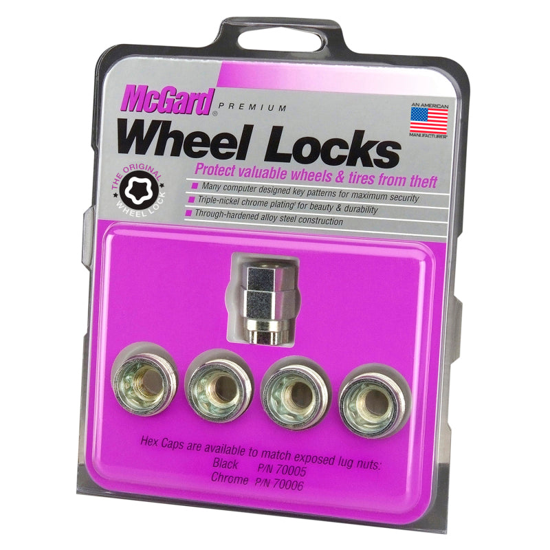 McGard 24012 FITS: Wheel Lock Nut Set 4pk. (Under Hub Cap / Cone Seat) M12X1.5 / 19mm & 21mm Hex / .775in. L Lug Nuts