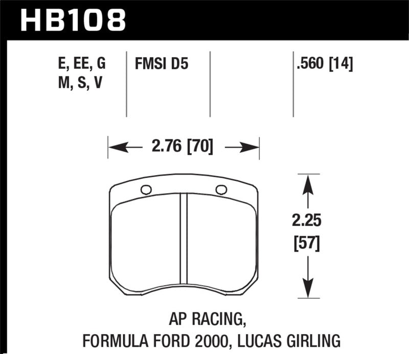 Hawk Performance HB180B.560 FITS: -Hawk 1984-1986 Alfa Romeo GTV-6 2.5 HPS 5.0 Front Brake Pads Brake Pads Performance