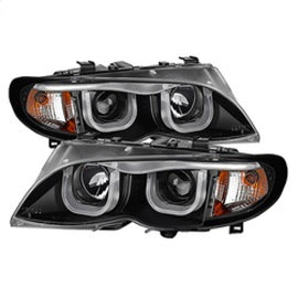 SPYDER 5031877 FITS: BMW E46 3-Series 02-05 4DR Projector Headlights 1PC 3D Halo Blk PRO-YD-BMWE4602-4D-3DDRL-BK Headlights