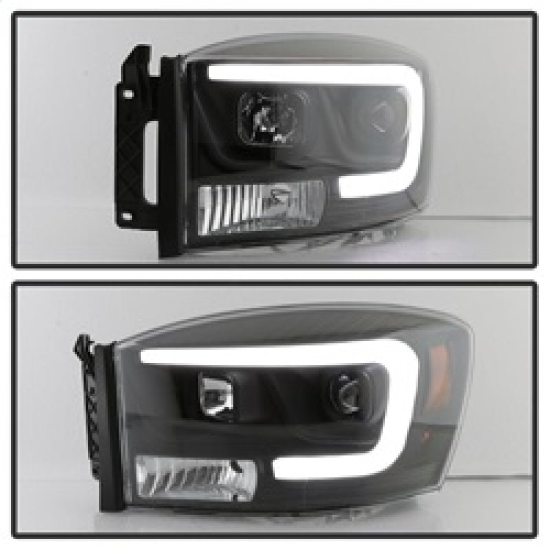 SPYDER 5085306 FITS: Dodge Ram 1500 06-08 V2 Projector Headlights Light Bar DRL Black (PRO-YD-DR06V2-LB-BK) Headlights