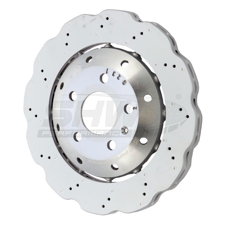 SHW Performance ARX48221 FITS:SHW 13-15 Audi RS5 4.2L Rear Drilled-Dimpled Lightweight Wavy Brake Rotor (8T0615601A) Brake Rotors Drilled