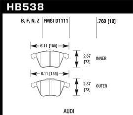 Hawk Performance HB538B.760 FITS: Hawk 2009-2009 Audi A4 Cabriolet HPS 5.0 Front Brake Pads Brake Pads Performance