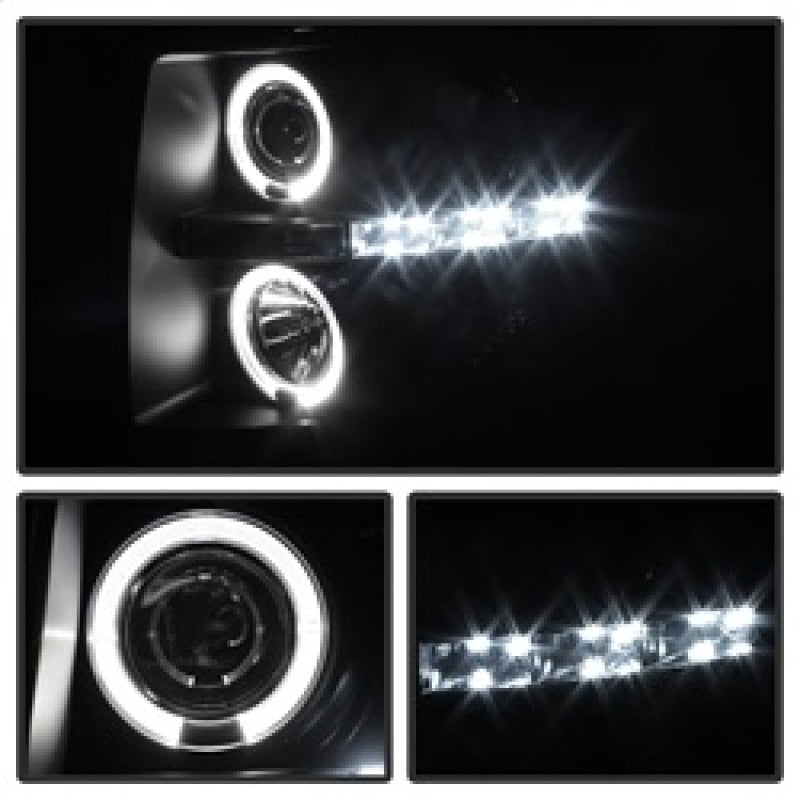 SPYDER 5078322 FITS: Chevy Silverado 1500/2500 07-13 Projector Headlights LED Halo LED Blk Smke PRO-YD-CS07-HL-BSM Headlights