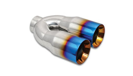 Vibrant 1339B FITS: 2.5in ID Dual 3.5in OD Round SS Tips (Double Wall, Straight Cut) with Burnt Blue Finish Tips