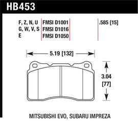Hawk Performance HB453E.585 FITS: Hawk 03-06 Evo / 04-09 STi / 09-10 Genesis Coupe (Track Only) / 2010 Camaro SS Blue Race Front Brake Brake Pads Racing
