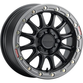 Raceline A14BG-77056+25 FITS: A14BG Alpha 17x7in/4x156 BP/25mm Offset/132.5mm Bore- Blk & Gunmetal Ring Beadlock Wheel Wheels Cast