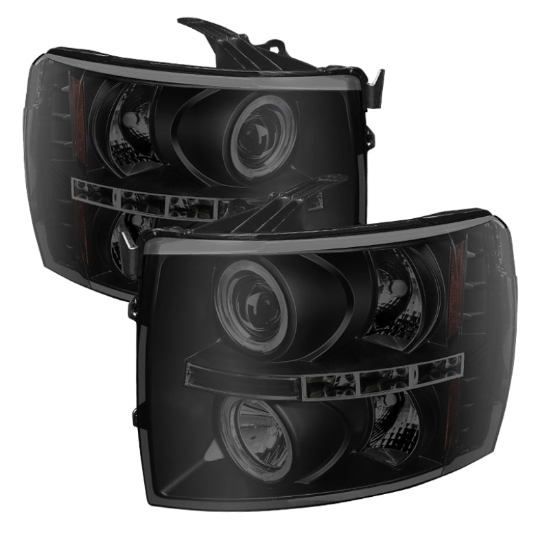 SPYDER 5078322 FITS: Chevy Silverado 1500/2500 07-13 Projector Headlights LED Halo LED Blk Smke PRO-YD-CS07-HL-BSM Headlights