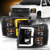 ANZO 111410 FITS: 07-13 Chevrolet Silverado 1500 Plank Style Projector Headlights Black w/ Amber Headlights