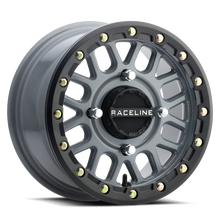 Load image into Gallery viewer, Raceline A93SG-56056+40 FITS: A93SG Podium 15x6in/4x156 BP/40mm Offset/132.5mm Bore Grey &amp; Black Ring Beadlock Wheel Wheels Cast