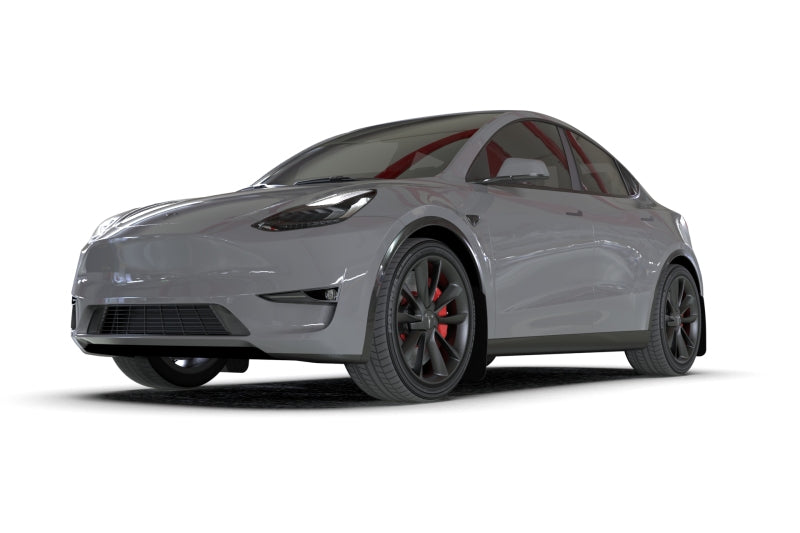 Rally Armor MF72-UR-BLK/MBK FITS: 20-26 Tesla Model Y, Juniper Y Black Mud Flap Metallic Black Logo Mud Flaps