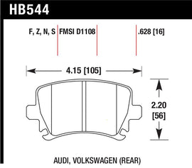Hawk Performance HB544B.628 FITS: Hawk 2006-2009 Audi A3 TFSIi Quattro 2.0 HPS 5.0 Rear Brake Pads Brake Pads Performance