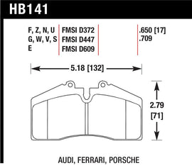 Hawk Performance HB141G.650 FITS:Hawk 94-96 Ferrari 456GT Rear / 91-94 Porsche 911 Rear / 94-98 Porsche 911 Front / 86-91 Porsche 928 Brake Pads Racing