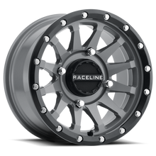 Load image into Gallery viewer, Raceline A95SG-57056+10 FITS: A95SG Trophy 15x7in / 4x156 BP / 10mm Offset / 132.5mm Bore Grey &amp; Black Lip Wheel Wheels Cast