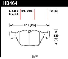 Hawk Performance HB464F.764 FITS: Hawk 01-06 BMW 330Ci / 01-05 330i/330Xi / 03-06 M3 HPS Street Front Brake Pads Brake Pads Performance