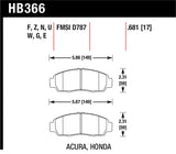 Hawk 04+ Accord TSX / 99-08 TL / 01-03 CL / 08+ Honda Accord EX Ceramic Street Front Brake Pads