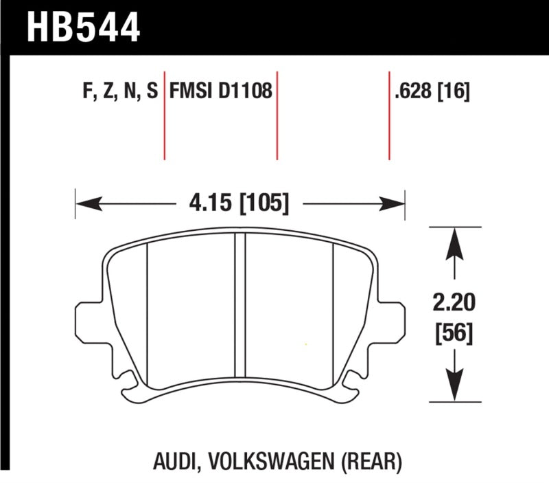 Hawk Performance HB544Z.628 FITS: Hawk Audi A3 / A4 / A6 Quattro Performance Ceramic Rear Brake Pads Brake Pads Performance