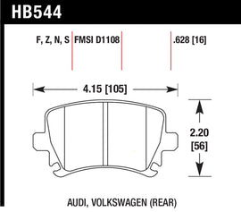 Hawk Performance HB544N.628 FITS: Hawk 06 Audi A6 Quattro Avant / 06-09 A6 Quattro HP+ Rear Brake Pads Brake Pads Performance