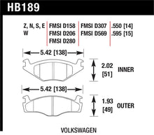 Load image into Gallery viewer, Hawk Performance HB189E.595 FITS: Hawk Blue 9012 Brake Pads Volkswagon Brake Pads Racing