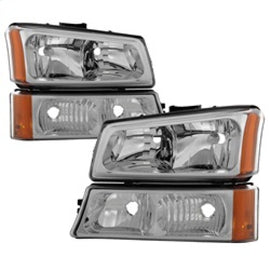 SPYDER 5064912 FITS:xTune Chevy Silverado 2500HD 03-06 Crystal Headlights w/ Bumper Lights Chrome HD-JH-CSIL03-AM-C-SET Headlights